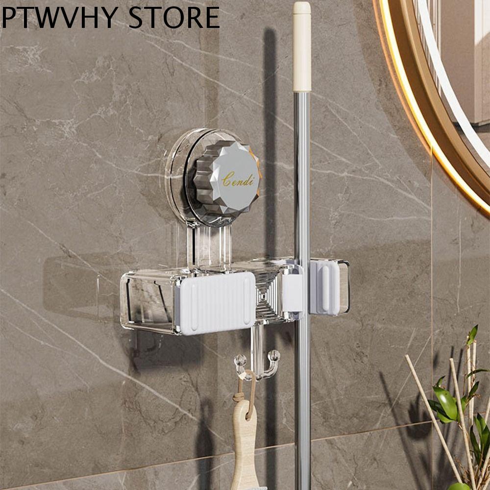 PTWVHY Không cần bấm Kẹp Cây Lau Nhà Có giác hút Nhựa Gắn tường Giá Để Chổi lau nhà Đa năng Không thấm nước Kẹp lau nhà Dành cho gia đình