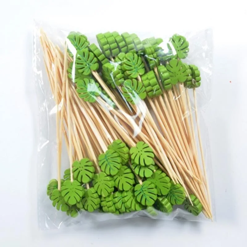 【ABLE】 50pcs/set Hawaii Theme Fruit Sticks Flamingo Fruit Disposable Bamboo Sticks Summer Beach Party Supplies Hawaii Birthday Decors