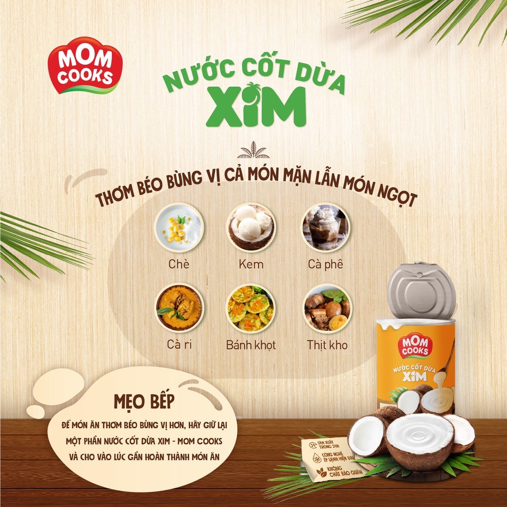 Thùng 24 Lon Nước Cốt Dừa Tươi Cocoxim 400ml,MOM COOKS-CCĐ
