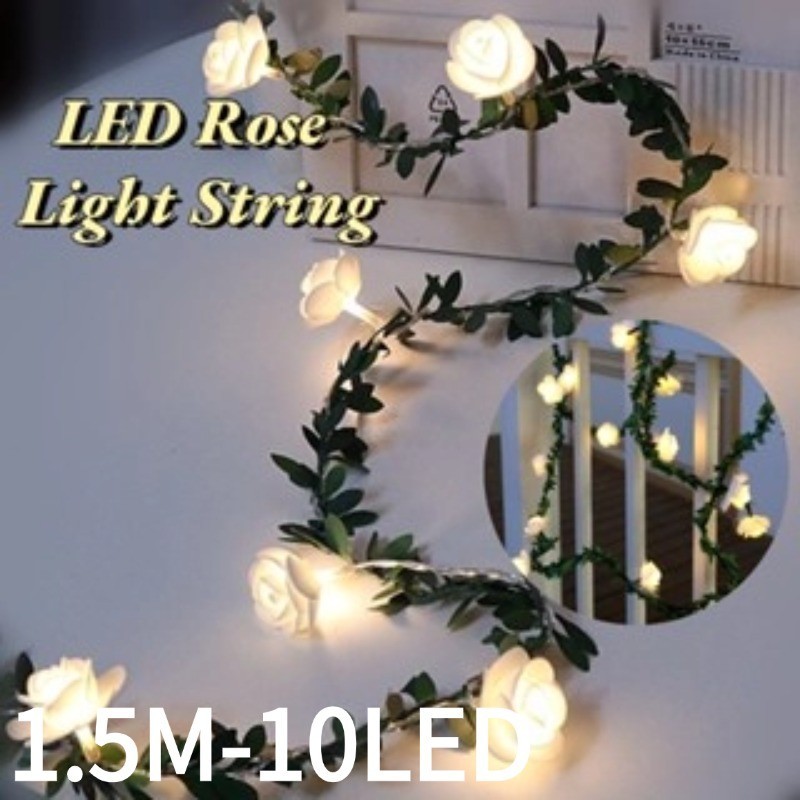 Christmas Berry String Light Led Garland Battery Operated Tree Decor Vine Leaves Rattan Festive