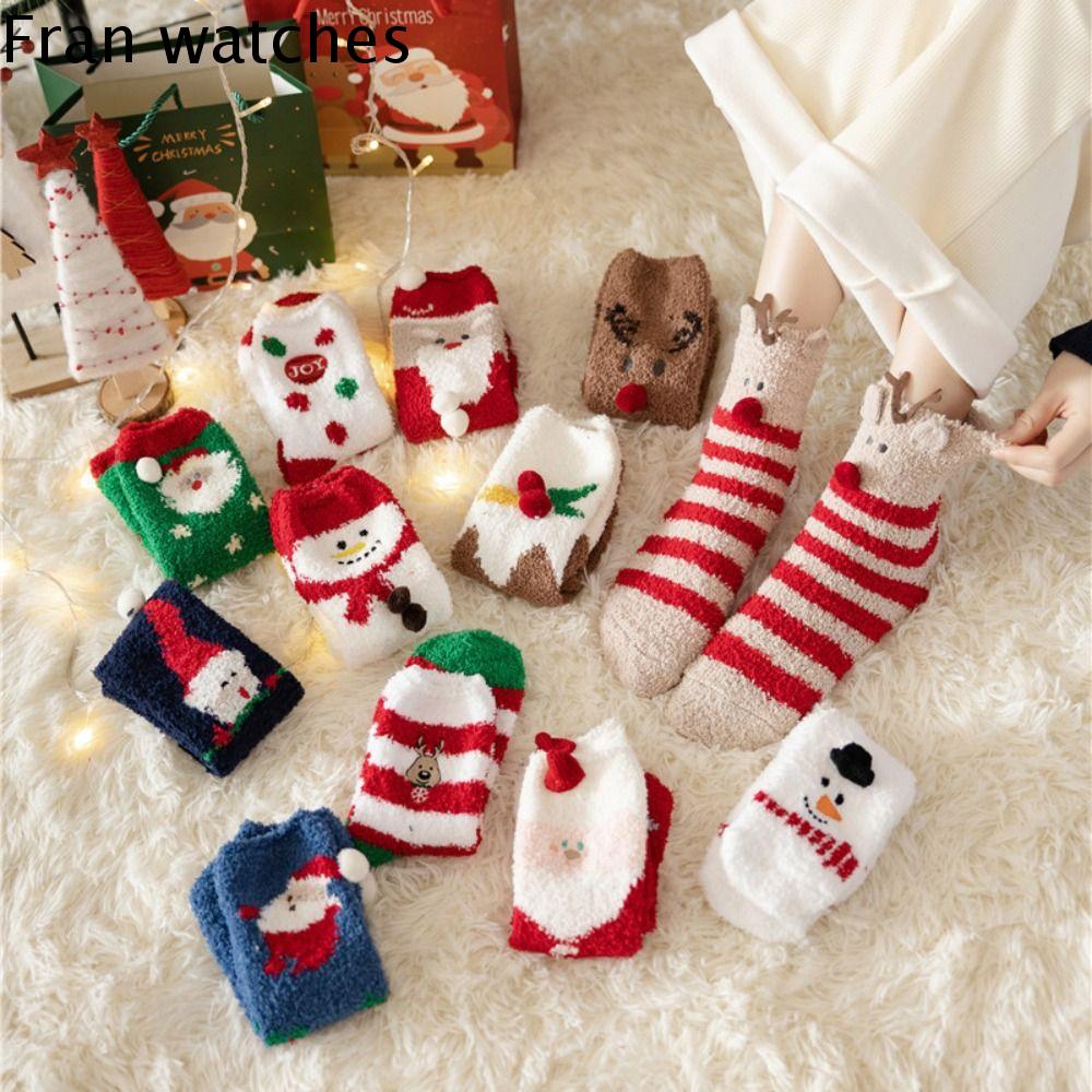 FRAN Ông già Noel Tất Giáng sinh lông cừu Người tuyết Nai sừng tấm Vớ ống giữa Mềm Lễ hội dây chuyền Cây giáng sinh Giáng sinh