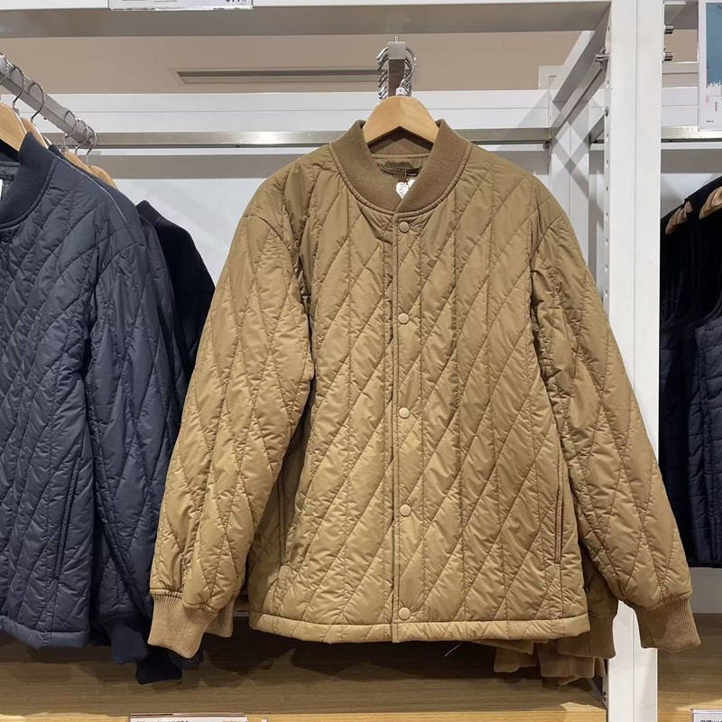 2024 nhập khẩu Nhật Bản Uniqlo u gia đình 2023 Nam Mùa Đông mới và phụ nữ cổ đứng bông lưới kim cươn