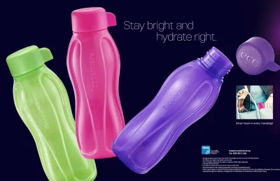 Tupperware Neon Mini Eco Water Bottle 310ml (3pcs)