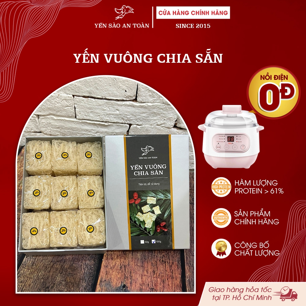 Dòng Yến Baby, Yến Vuông Chia Sẵn Tiện Lợi (36 Miếng/100g) Yến Sào Khánh Hòa Nguyên Chất