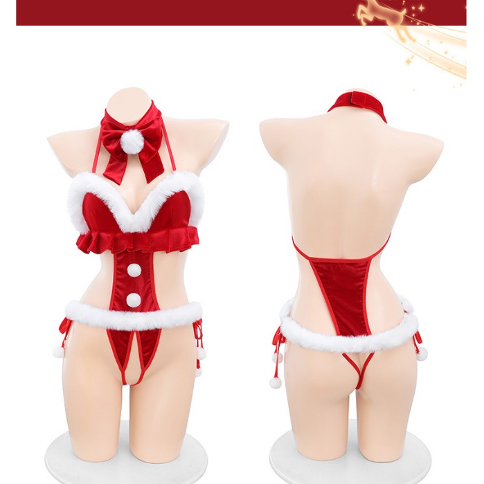 [ĐỌC LƯU Ý] Cosplay phong cách Giáng Sinh Noel khoét eo gợi cảm - đồ lót liền thân hở đáy bodysuit c
