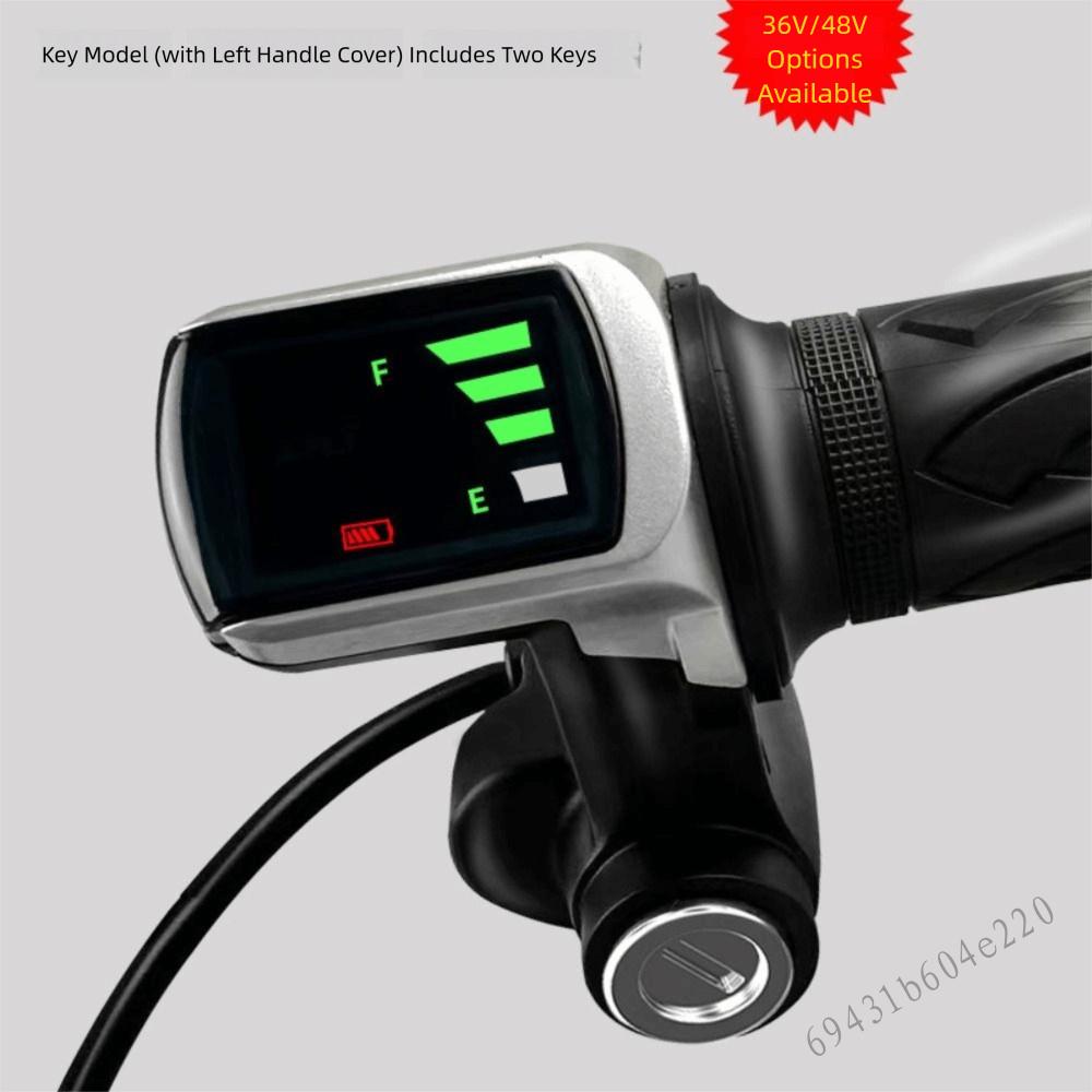 Tay ga xe đạp điện có màn hình LCD - Tay nắm điều khiển tốc độ khóa phím 36V 48V