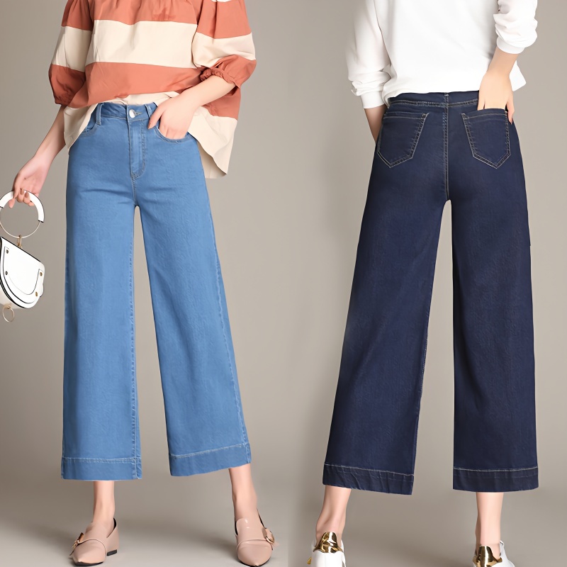 Quần Bò Ống Rộng Co Giãn Cao Quần Bò Ống Rộng Nữ Quần Bò ỐNg RộNg ỐNg RộNg Cỡ Lớn Quần Bò ỐNg RộNg