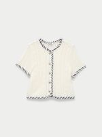 Pomelo Womens Stripe Trim Knit Top