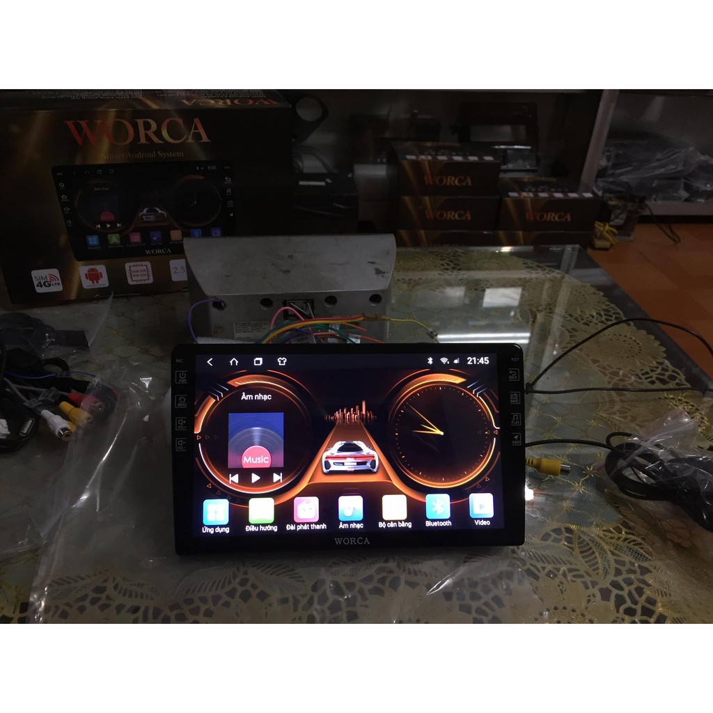 Màn hình Android Worca 9 inch sim 4g lắp xe ô tô