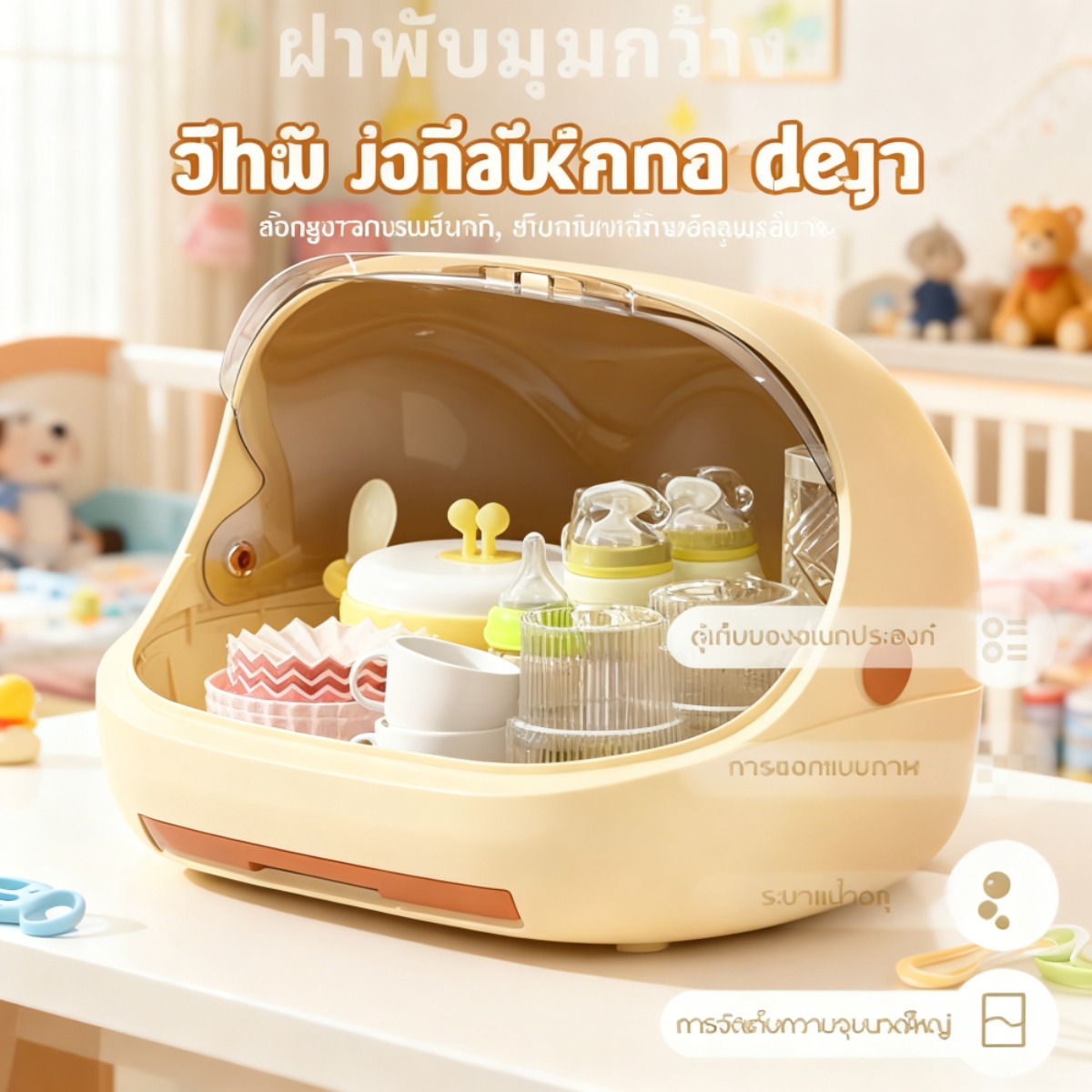 ผลิตภัณฑ์สำหรับเด็ก กล่องเก็บชามอบแห้ง ป้องกันฝุ่นละออง อเนกประสงค์ ชั้นวางถ้วย ฝาปิดป้องกันเชื้อแบคทีเรีย กล่องเก็บขวดนม พกพาสะดวก ราคา 251 บาท*ส่งฟรี