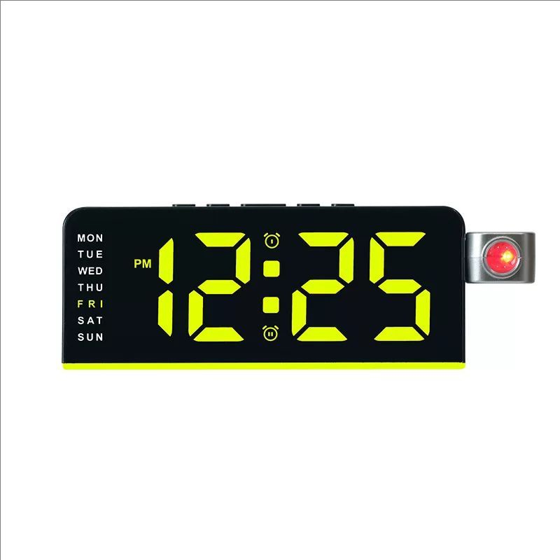 HXR LED Projection Alarm Clock Wall Time Projector Week Temp Night Light Snooze Dual Alarms Bedside Desktop Home Clock