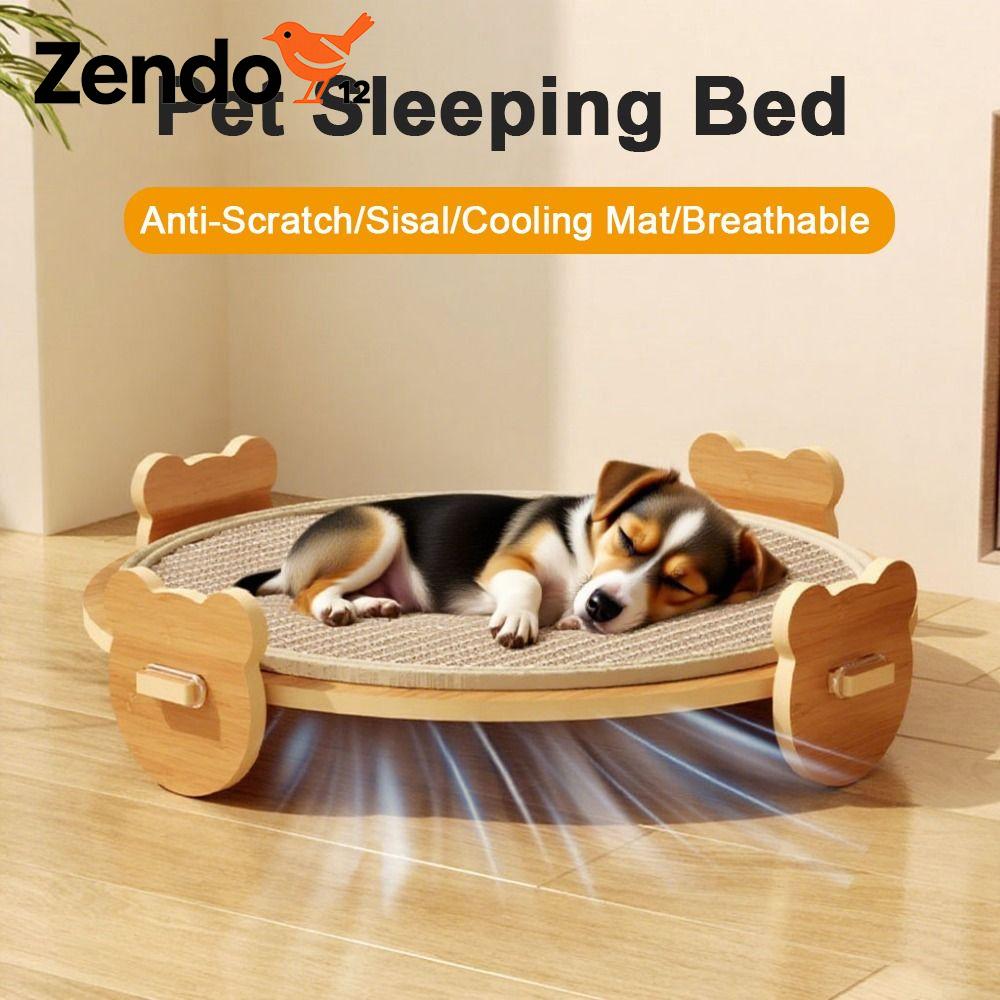 ZENDO12 Có thể tháo rời Giường thú cưng nâng cao Hình tròn/Hình chữ nhật Chống trầy xước Mái che cho mèo mùa hè Thực tế Thảm Sisal/Làm Mát Thảm làm mát cho mèo có chân đế Sử dụng mùa hè