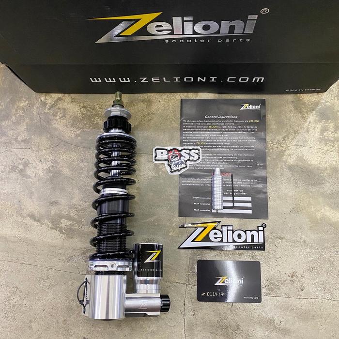 SHOCK TABUNG ZELIONI CHROME BLACK FRONT VESPA SPRINT IGET PRIMAVERA-Kumma.id Harga 9,819,000 rupiah*Gratis Ongkir