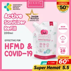 BerryC Active Sanitizer Refill 200ml Food Grade Hand Sanitizer Bayi Anak Kulit Sensitif Non Alkohol