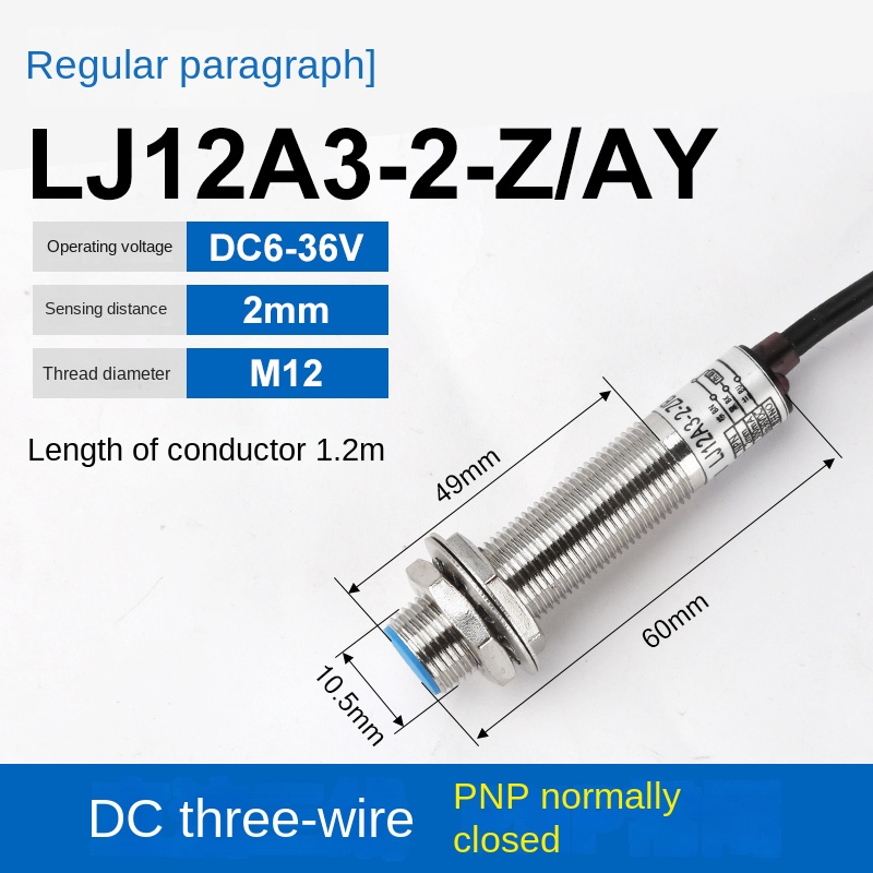 Cảm Biến Tiệm Cận M12 LJ12A3-2-Z/AY | Điện Áp Đa Dạng, NPN/PNP, Thường Mở/Thường Đóng, Cảm Biến Kim Loại Điện Cảm - LJ12A3-4-Z/BX