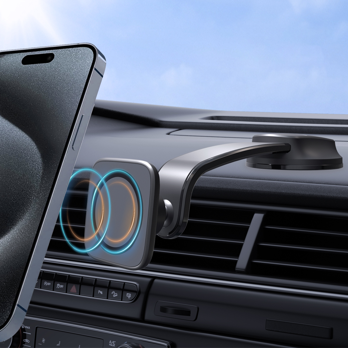 [fapo] Magnetic Cell Phone Holder with Bendable Suction Cup for Car Dashboard Air Vent Table iPhone 15 14 13 12 Magsafe Car Mount
