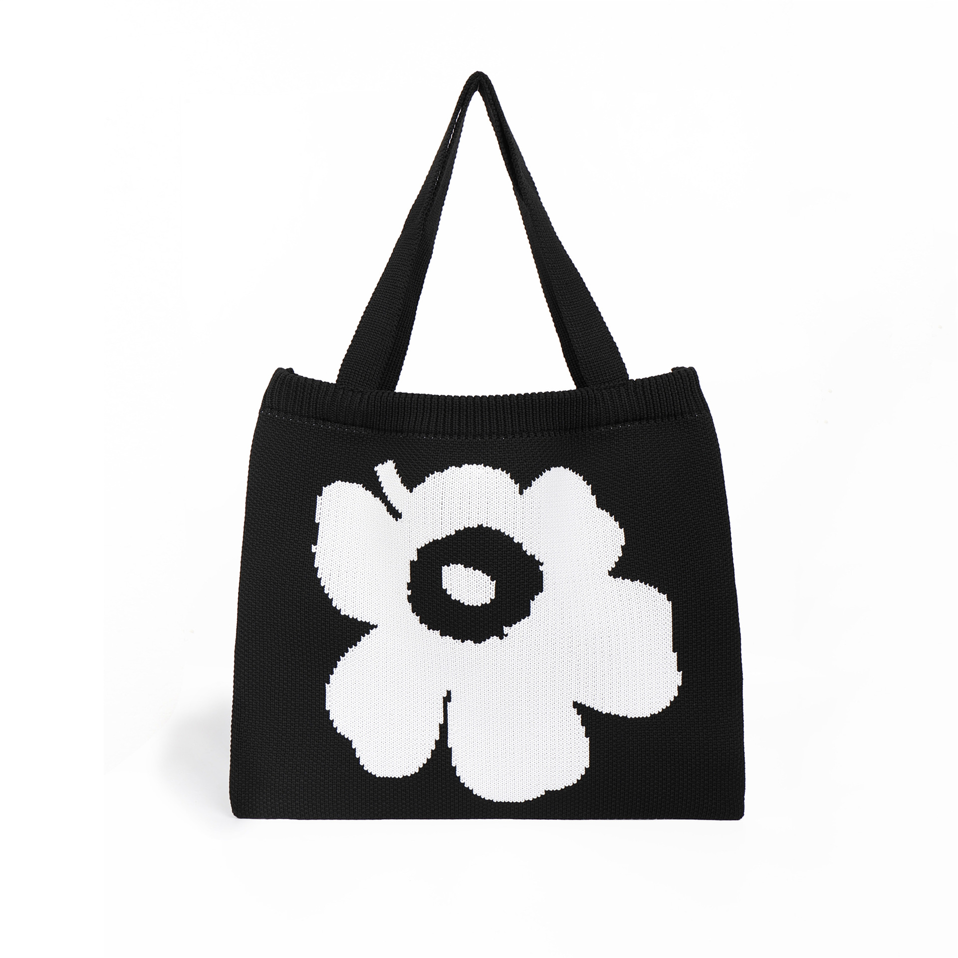 EY Knitted Tote Bag Finished Product, Large Flowers, Knitted Woven Bag, Oblique Shopping Bag, Fashionable Women's Bag, Single Shoulder