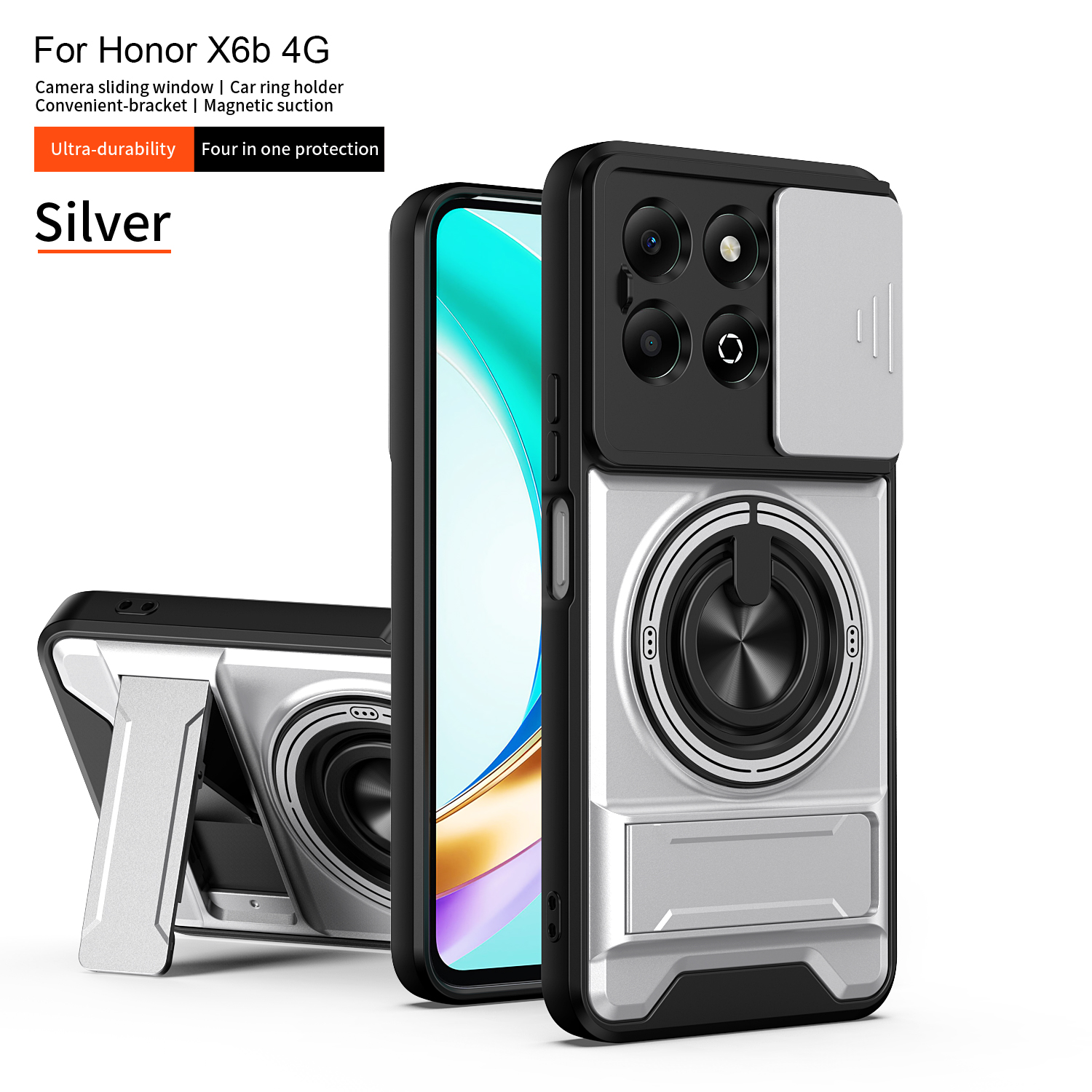 For Honor X6B Case Honor X6B Plus Cover Honor X6B plus Cases Magsafe Magnetic Fold Holder Military Armor Camera Protection Cover - Image 3