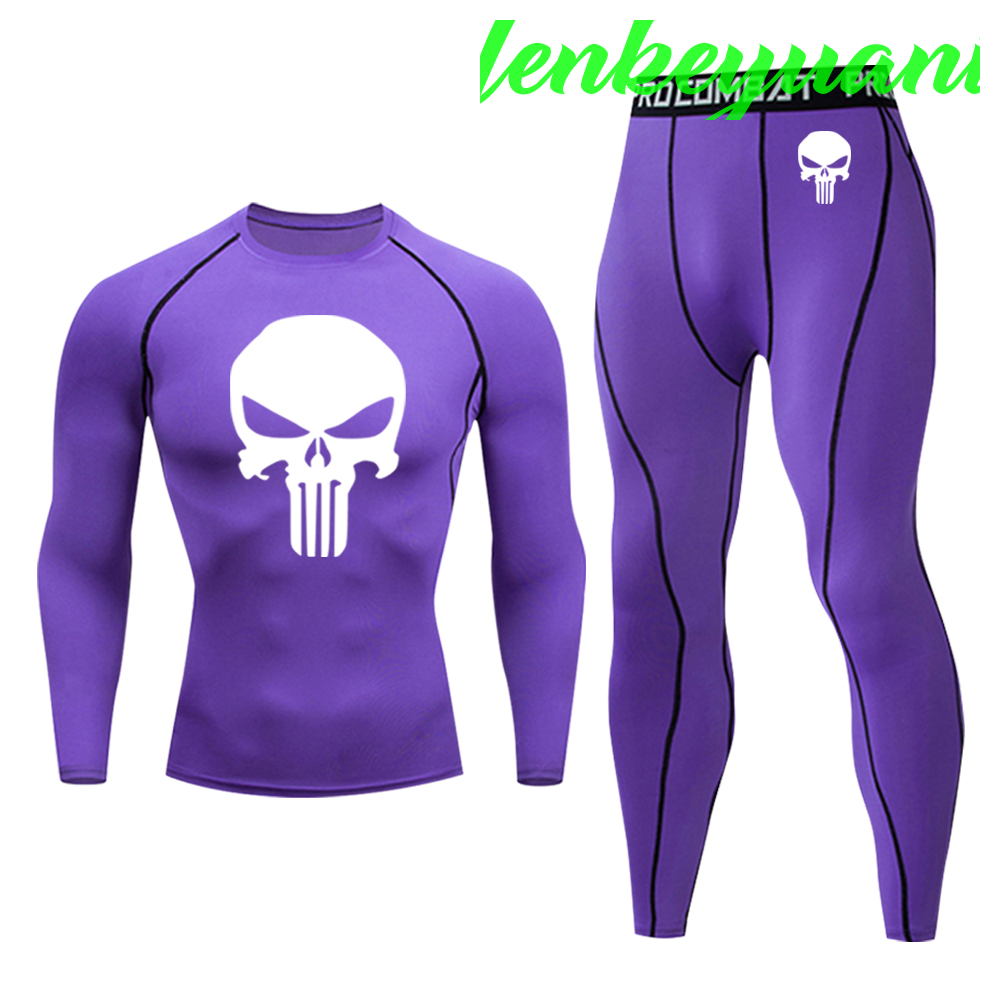 [fenk] Mannen Sport 2 Delige Set Compressie Set Mannen Sport Past Running Sets Jogging Pak Gym Kleding Mannen Fitness workout Strakke