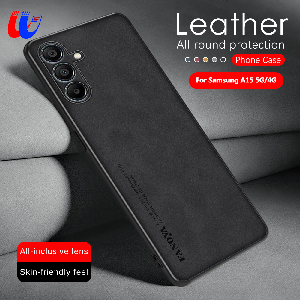 Sheepskin Leather Back Cover For Samsung Galaxy A05s Case Sumsung Galaxy A55 A35 A25 A15 A05 A05S 2024 Soft TPU Frame Protect Coque