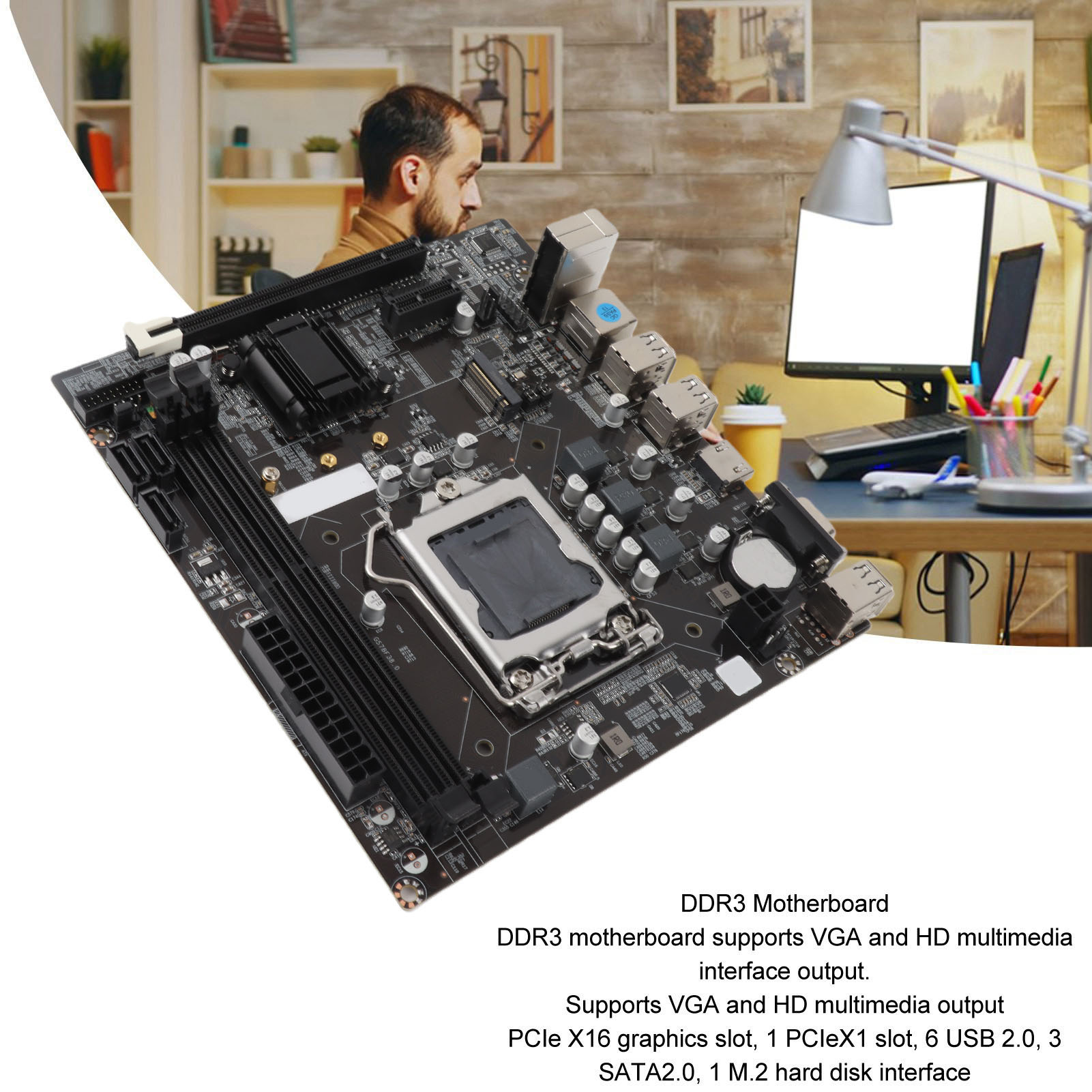Garosa Ổ cắm CPU LGA 1155 Bo mạch chủ máy tính để bàn H61 ATX 2 x 8GB DDR3 Mainboard khai thác máy tính NVME M.2 VGA HD Giao diện đa phương tiện 6 Bo mạch chủ USB2.0 3 SATA2.0 ITX Giá 815,000 Đồng*Miễn phí vận chuyển