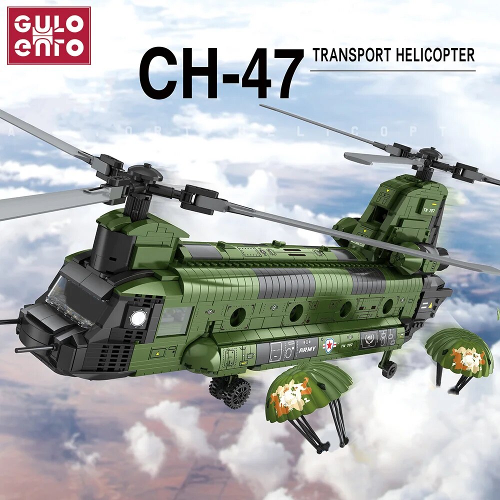 Compatible with LEGO Sáng tạo CH-47 Mô hình trực thăng vận tải Công nghệ Chinook Khối xây dựng Vũ khí Máy bay Gạch DIY Quà tặng Trẻ em Đồ chơi cho bé trai