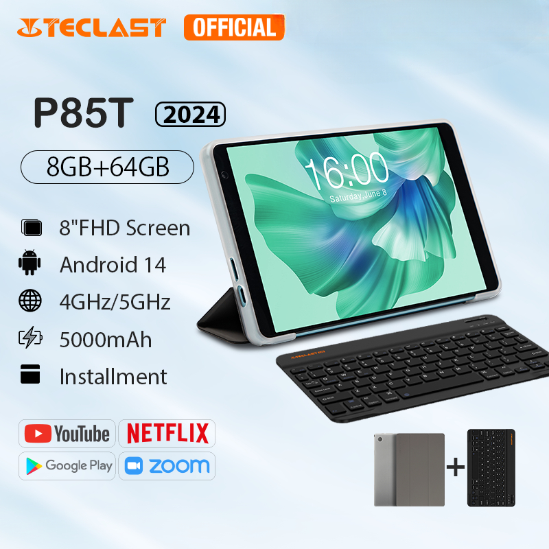 NEW 2024 แท็บเล็ต Teclast P85T - รุ่นปี 2024 พร้อม RAM 8GB และ ROM 64GB, Android 14, 4GHz/5GHz, จอแสดงผล FHD ขนาด 8 นิ้ว 1280x800, รับประกันศูนย์บริการ 1 ปี! ราคา 2,141 บาท*ส่งฟรี