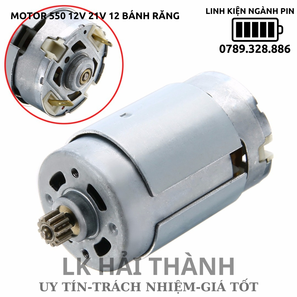 Motor 550 12v 21v thay thế cho máy khoan