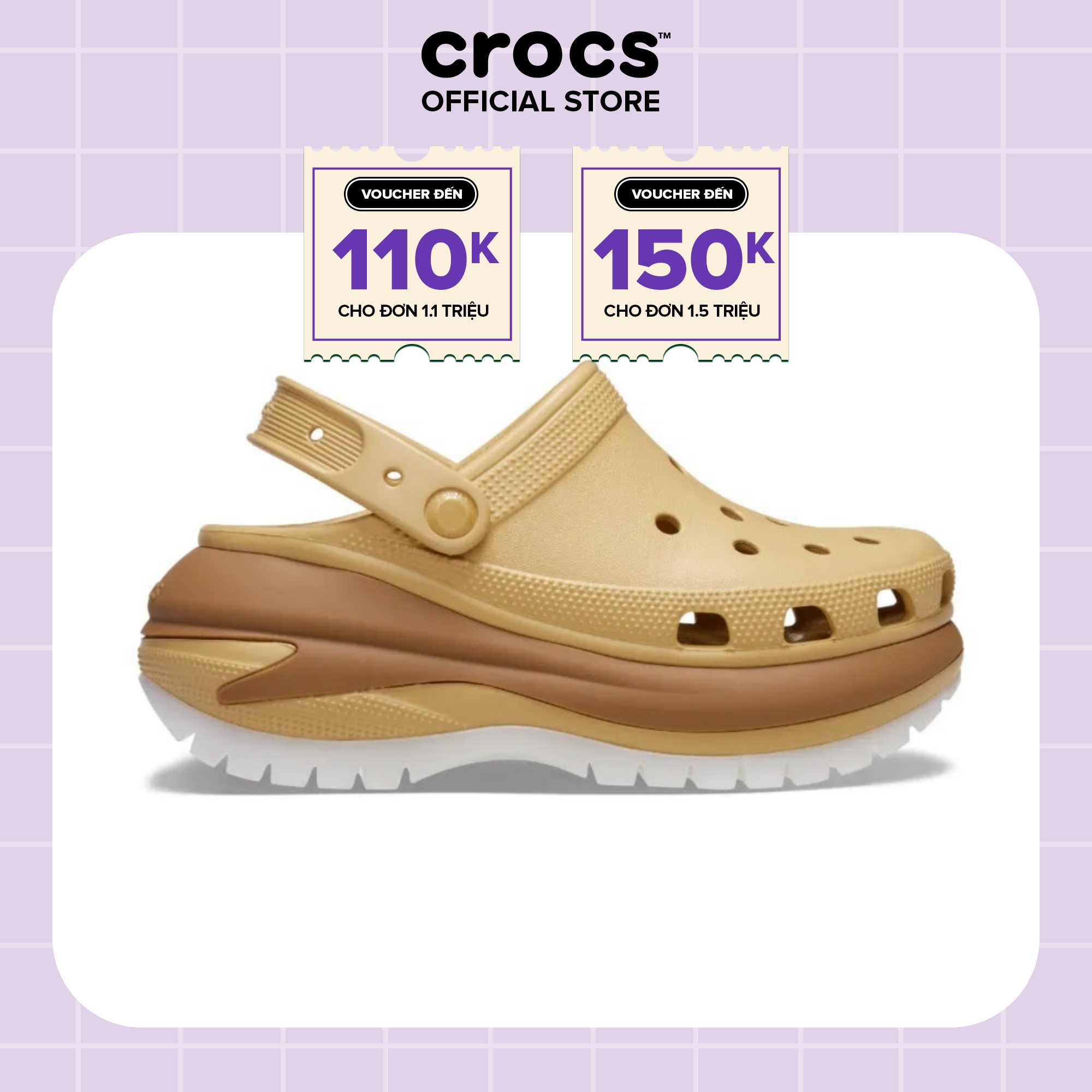 Giày Clog Unisex Crocs Mega Crush Matte - Wheat