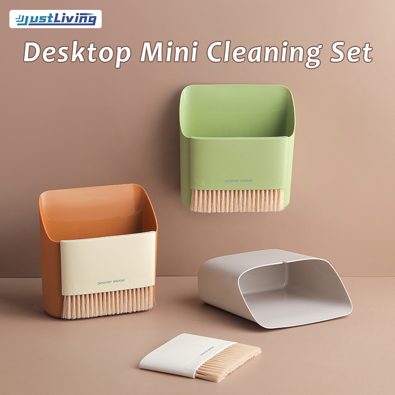 JustLiving Desktop Cleaning Set Easy Corner Cleaning Countertop Brush Set Home Supplies Small Broom Garbage Shovel Dustpan Set Desktop Trash Can Mini Compact Desktop Sweep Cleaning Brush ราคา 149 บาท*ส่งฟรี