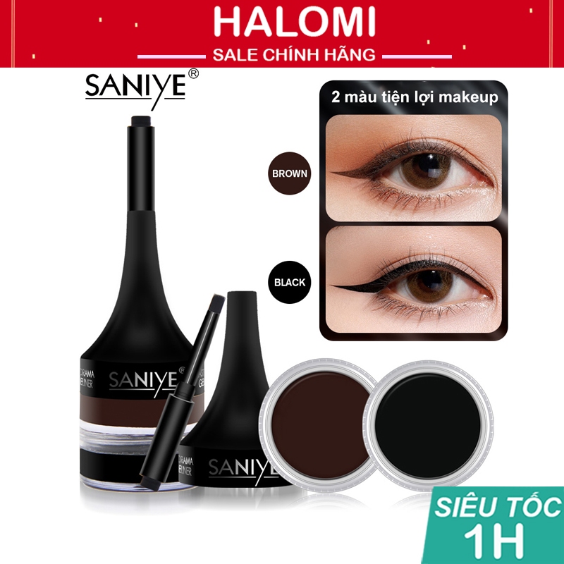 Kẻ mắt dạng gel SANIYE mau khô chống nước gồm 2 màu tiện lợi cho makeup