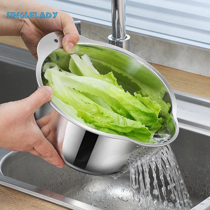 304 cơm thép không gỉ chậu rửa gạo rửa màn hình cống Rổ đựng rau nghiêng dưới nhà bếp hạt trái cây và rau quả rò rỉ lưu vực lưu vực.
