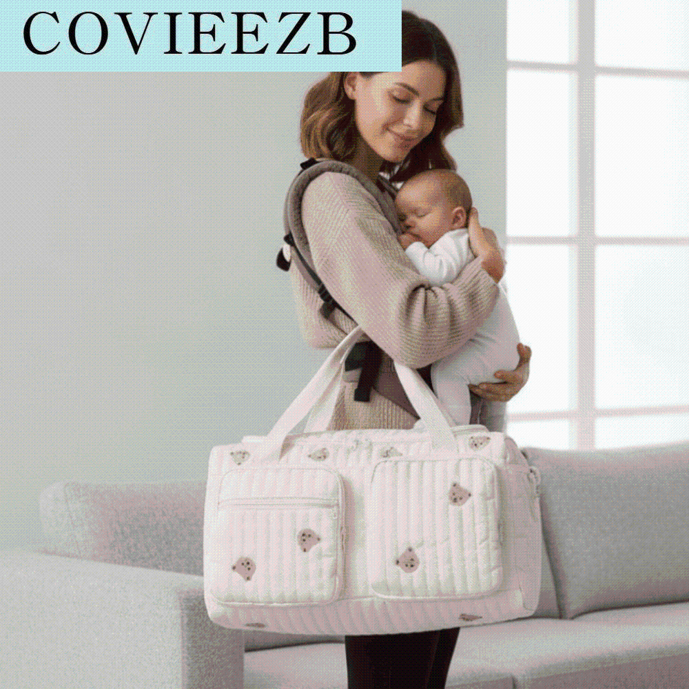 COVIEEZB ความจุขนาดใหญ่ ที่จัดเก็บผ้าอ้อม กระเป๋าหลายช่อง ผ้าฝ้ายควิลท์ กระเป๋าเดินทาง กระเป๋าปักลาย ซักล้างได้ กระเป๋าคุณแม่ การเดินทางประจำวัน ราคา 490 บาท*ส่งฟรี