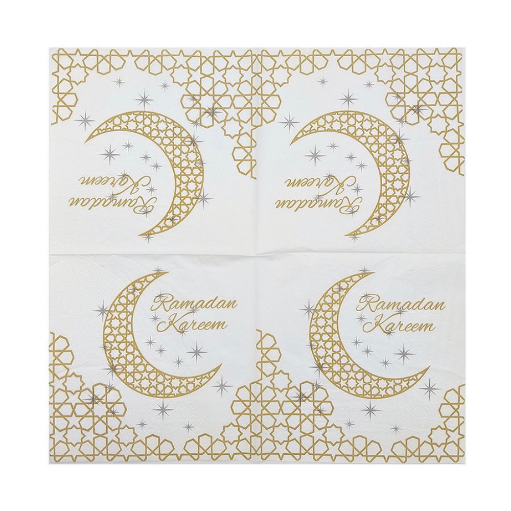 ECOCOKU 20Pcs Dùng một lần Khăn ăn Eid Al-Fitr Lớp đôi Đã in Khăn ăn Ramadan Ngôi sao  trăng Không mùi thơm Khăn ăn Eid Mubarak Lễ hội Trung Đông - 2