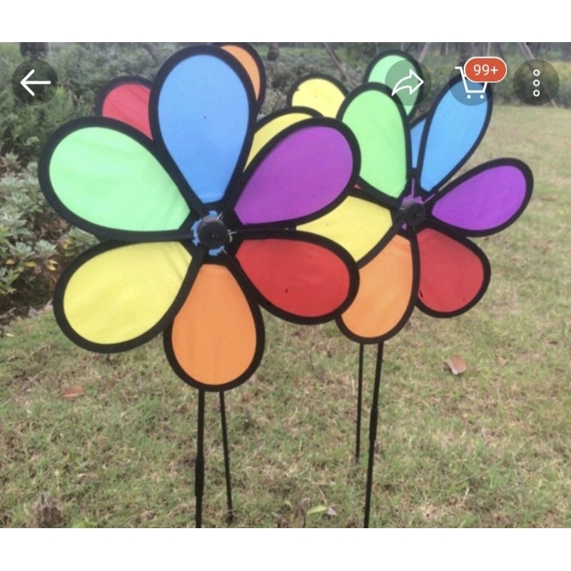 Chong chóng vải 6 cánh 26cm.chong chóng cầu vồng