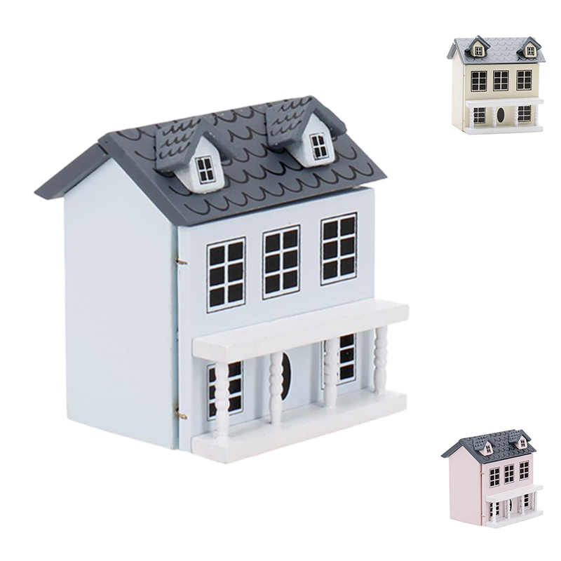 R2(EXTK) 1/12 DIY Miniature Simulation Villa Small Room Model Toys for Doll House Decoration