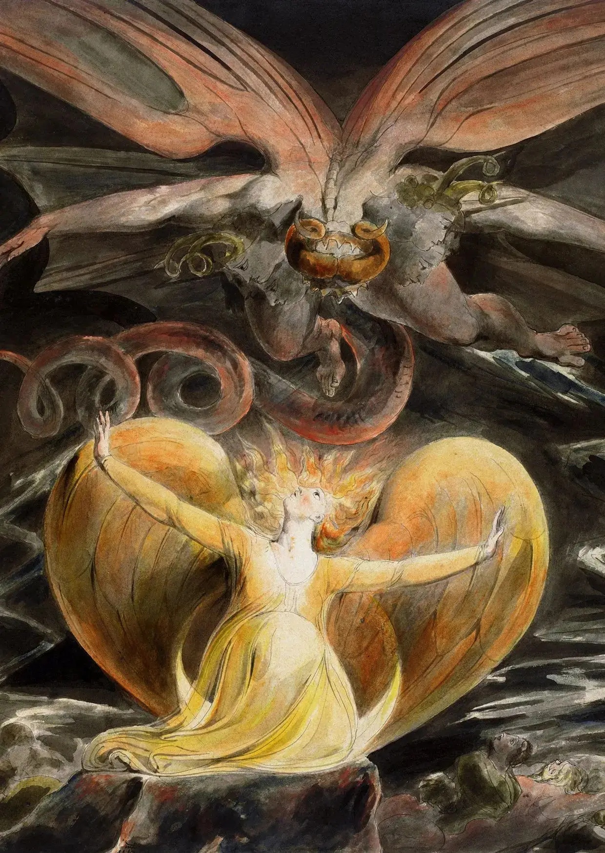 Devout Christian William Blake Jesus and Angel Classic Poster Prints Canvas Painting Wall Art Picture Living Room Home Decor