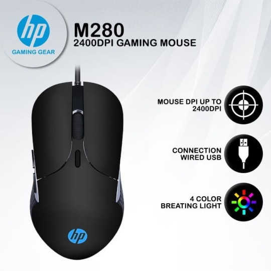 Chuột chuyên chơi game có dây hp m280 rgb 2400 dpi