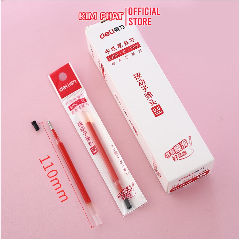hộp 20 ruột bút GEL Deli S206 Ngòi 0.5mm Dùng thay cho bút A575 A057B-01 Gia Nguyễn