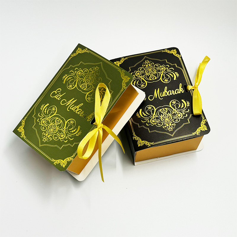 Eid Chocolate Box Eid Decoration Golden Ribbon Festive Ramadan Candy Box Square High-Quality Eid Mubarak Gift for Eid Eid Party Ramadan Celebration Community Festival Decoration Gift Giving Home Decoration Party Decoration Event Family Gathering