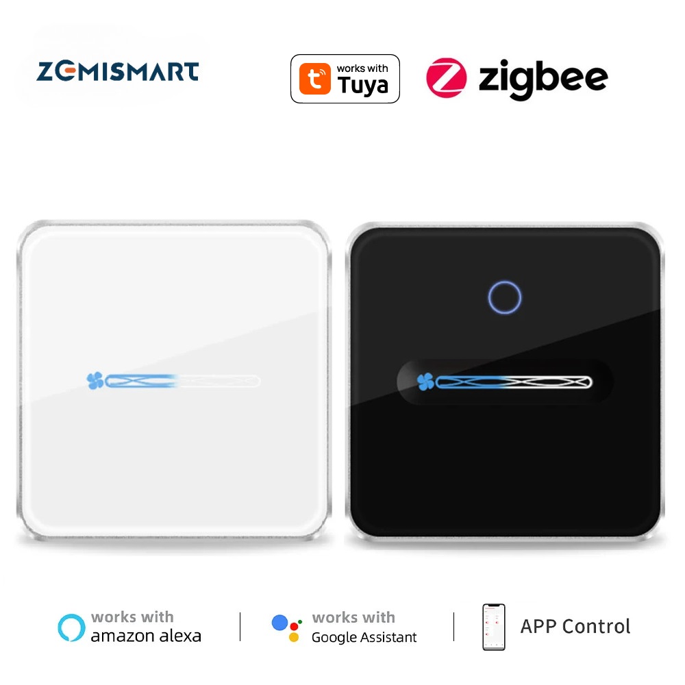 zemismart Tuya Zigbee Ceiling Fans Switch,EU 1Gang Neutral Fan Switch,Smart Touch Panel Interruptor Alexa Google Home Voice Control,work with Tuya Zigbee Hub ราคา 749 บาท*ส่งฟรี
