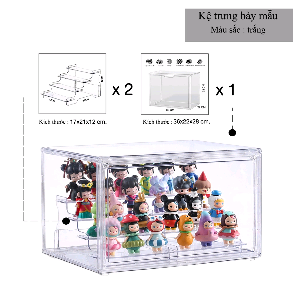 Tủ trưng bày Trong Suốt Hộp Đựng túi Chống Bụi sang trọng Tiện Dụng Giày dép /túi xách/tác phẩm nghệ