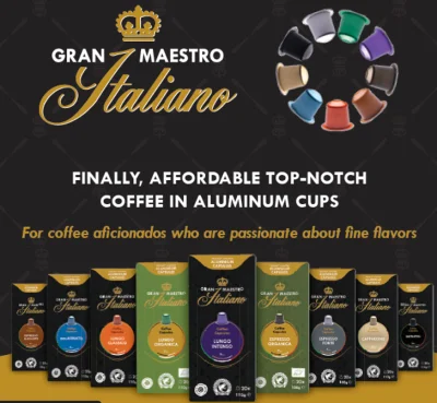 New - Gran Maestro Italiano - 20 Aluminium Nespresso Compatible Capsules