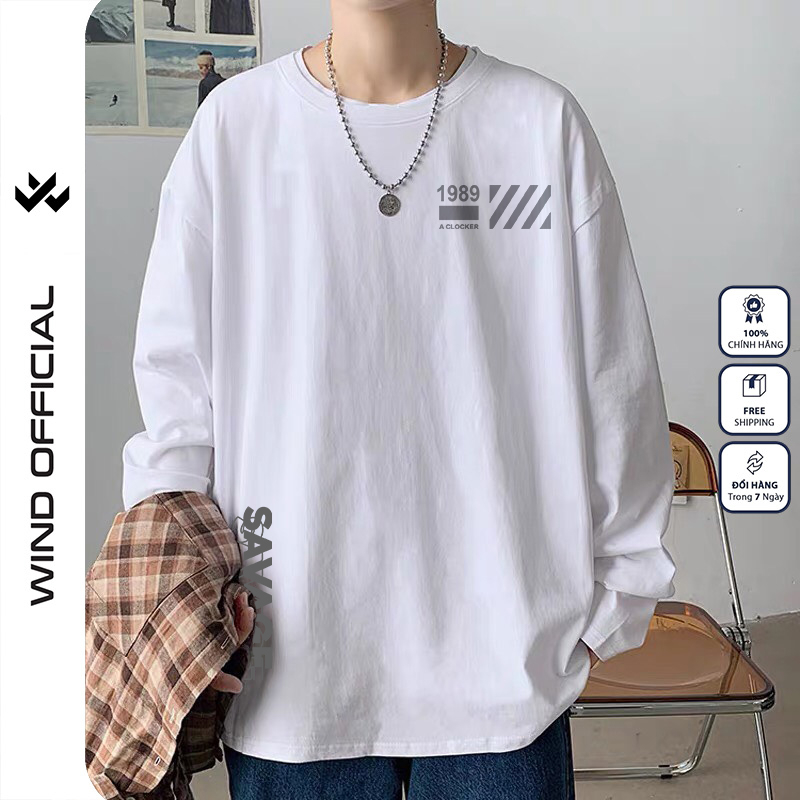 Áo thun tay dài Wind phông unisex form rộng 1989 nam nữ cotton oversize ulzzang