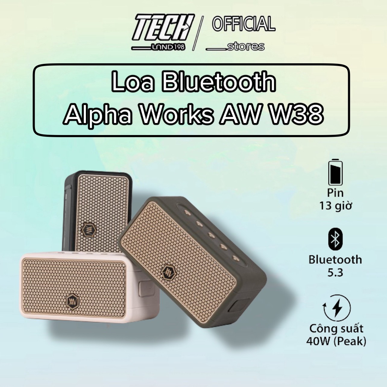 [TẶNG CÁP SẠC 1M] Loa Bluetooth Alpha Works AW W38 - Hàng Chính Hãng - 1 Đổi 1 Trong 30 Ngày