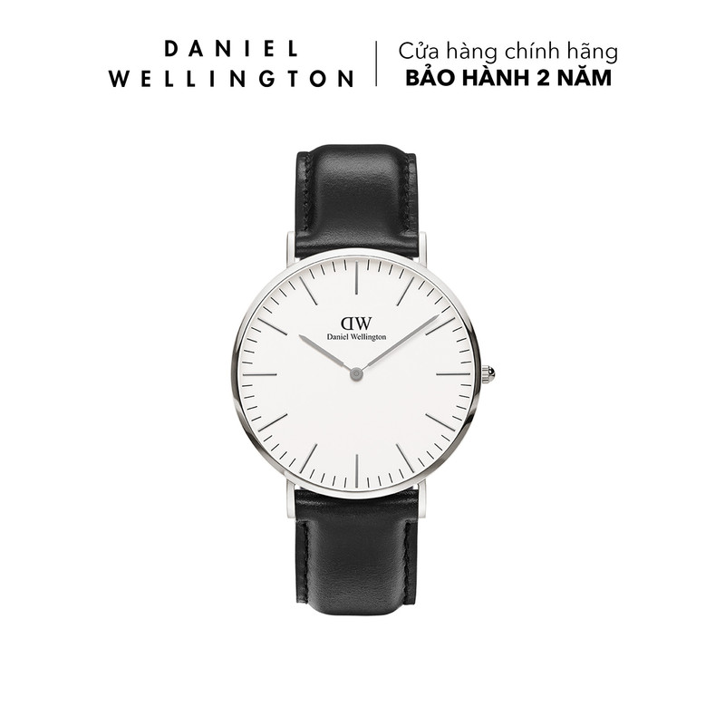 Đồng hồ daniel wellington dây da - dw00100020 40 mm classic 40 sheffield s white mặt trắng vỏ bạc