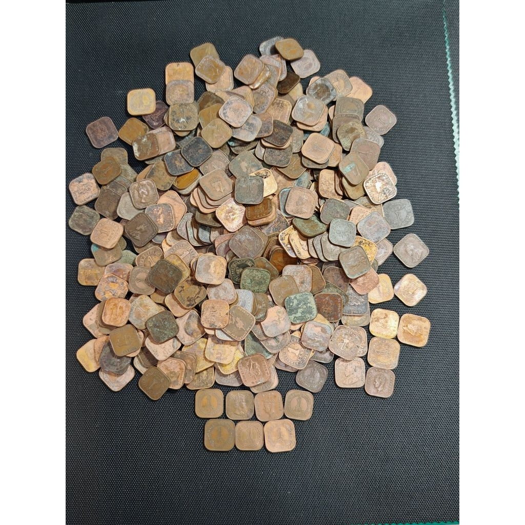 Mix -Syiling Petak Lama Malaya 1 Sen 1920–1945 Malaya Old Square 1 Cent Coin duitlama vintage georgev georgevi elizabeth