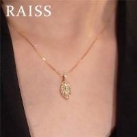 RIASS Necklace Leaf Gold 18K Beautiful Stainless Steel Korean Womens Jewelry