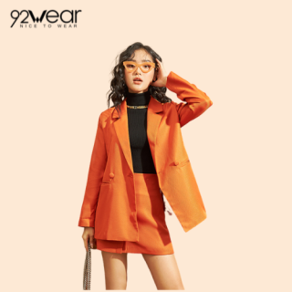 Áo blazer nữ dài tay 2 khuy 92WEAR, thiết kế thanh lịch, trẻ trung thumbnail
