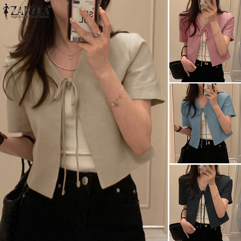 Rulfepy zanzea nữ phong cách Hàn Quốc làm việc tay ngắn Blazer chính thức phụ nữ phù hợp với trang phục công sở Tops #10